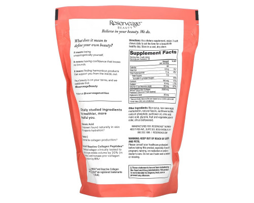 ReserveAge Nutrition, Collagen Replenish, фруктовый вкус, 60 жевательных конфет