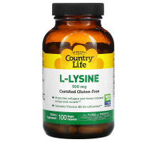 Country Life, L-Lysine, 500 mg, 100 Vegan Capsules
