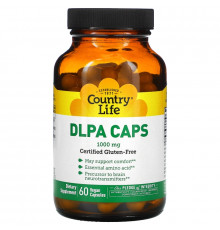Country Life, DLPA (DL-фенилаланин) в капсулах, 1000 мг, 60 капсул