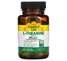 Country Life, L-теанин, 200 мг, 60 растительных капсул