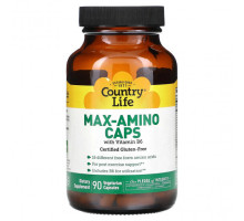 Аминокислоты Country Life, Max-Amino Caps, аминокислоты с витамином B6, 90 вегетарианских капсул
