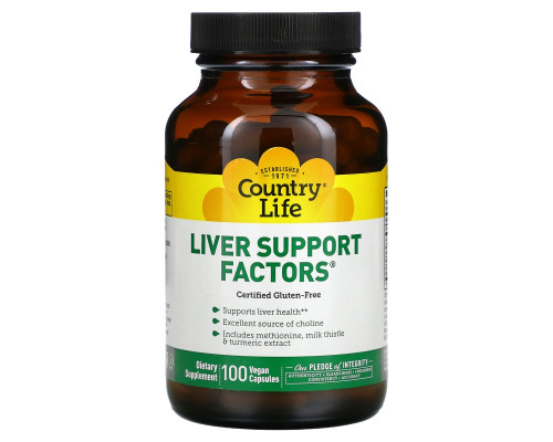 Country Life, Liver Support Factors, 100 веганских капсул Country Life, Liver Support Factors, 100 веганских капсул