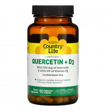 Country Life, Quercetin + D3, 90 Vegetarian Capsules