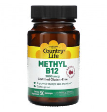 Витамины группы B Country Life, Метил B12, ягодный, 3000 мкг, 50 пастилок