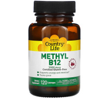 Country Life, Метил B12, Ягодный вкус, 3 000 мкг, 120 пастилок для рассасывания