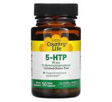 Country Life, 5-HTP (5-гидрокситриптофан), 50 мг, 50 веганских капсул