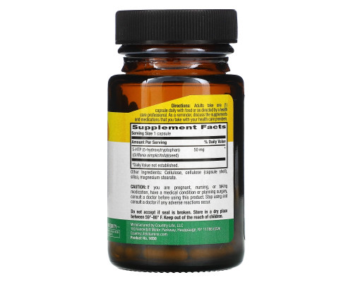 Country Life, 5-HTP (5-гидрокситриптофан), 50 мг, 50 веганских капсул