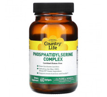 Улучшение памяти и работы мозга Country Life, Phosphatidylserine Complex, 60 мягких таблеток