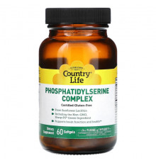 Улучшение памяти и работы мозга Country Life, Phosphatidylserine Complex, 60 мягких таблеток