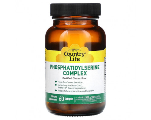 Улучшение памяти и работы мозга Country Life, Phosphatidylserine Complex, 60 мягких таблеток Улучшение памяти и работы мозга Country Life, Phosphatidylserine Complex, 60 мягких таблеток