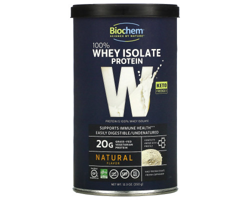 Biochem, 100% Whey Isolate Protein, Natural Flavor, 12.3 oz (350 g) Biochem, 100% Whey Isolate Protein, Natural Flavor, 12.3 oz (350 g)