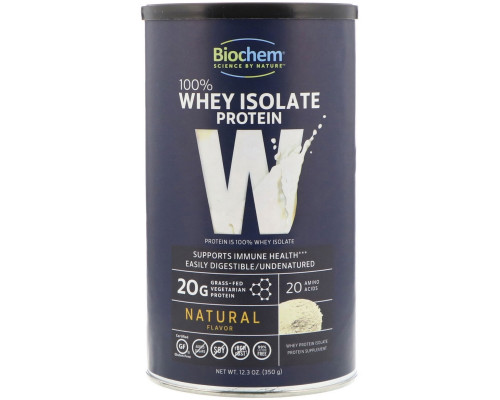Biochem, 100% Whey Isolate Protein, Natural Flavor, 12.3 oz (350 g) Biochem, 100% Whey Isolate Protein, Natural Flavor, 12.3 oz (350 g)