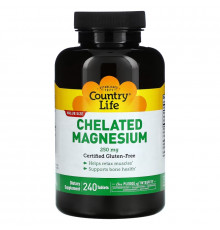 Country Life, Chelated Magnesium, 250 mg, 240 Tablets