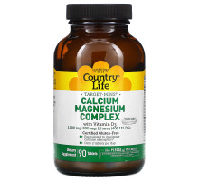 Country Life, Кальцие-магниевый комплекс, с витамином D3, 90 таблеток