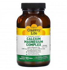Country Life, Кальцие-магниевый комплекс, с витамином D3, 90 таблеток