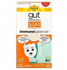 Country Life, Gut Connection Kids, средство для укрепления иммунитета, кисло-сладкий вкус, 100 жевательных таблеток