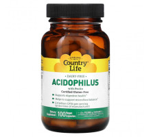 Пребиотики и пробиотики Country Life, Acidophilus с пектином, 100 веганских капсул