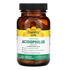 Пребиотики и пробиотики Country Life, Acidophilus с пектином, 100 веганских капсул