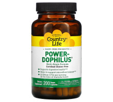 Country Life, Country Life, не содержит глютена, пробиотик Power-Dophilus, 200 веганских капсул