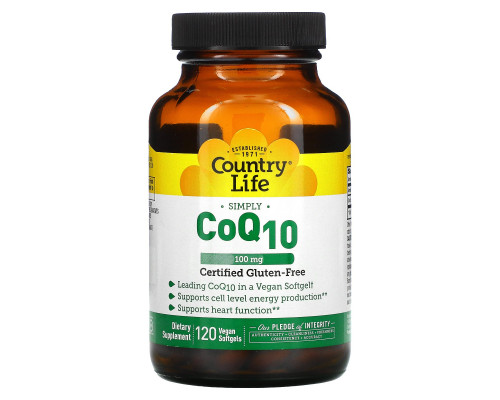 Country Life, Коэнзим Q10, 100 мг, 120 веганских капсул Country Life, Коэнзим Q10, 100 мг, 120 веганских капсул