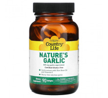 Чеснок Country Life, Nature's Garlic, 500 мг, 90 мягких таблеток