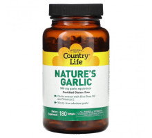 Чеснок Country Life, Nature's Garlic, 500 мг, 180 мягких таблеток