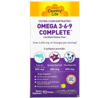 Country Life, Omega 3·6·9, Ultra Concentrated, Lemon, 90 Softgels