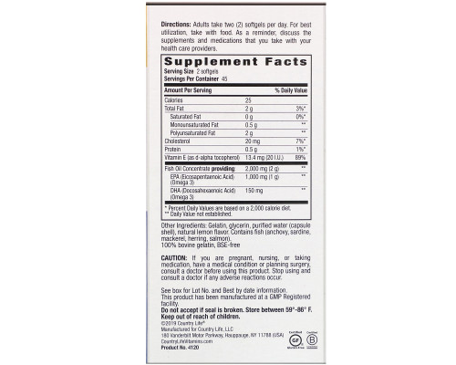 Country Life, Omega 3 Mood, с натуральным вкусом лимона, 90 желатиновых капсул Country Life, Omega 3 Mood, с натуральным вкусом лимона, 90 желатиновых капсул