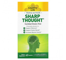 Улучшение памяти и работы мозга Country Life, Triple Action Sharp Thought, 60 капсул
