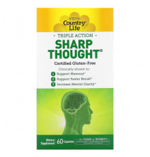 Улучшение памяти и работы мозга Country Life, Triple Action Sharp Thought, 60 капсул