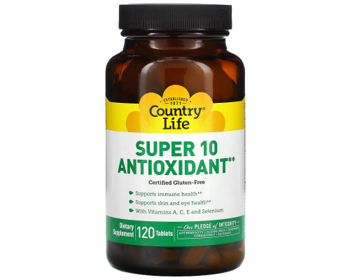 Country Life, Super 10 Antioxidant, антиоксидант, 120 таблеток