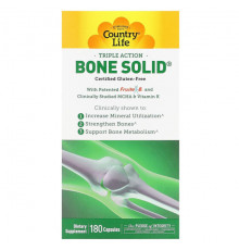 Кальций Country Life, Triple Action Bone Solid, 180 капсул
