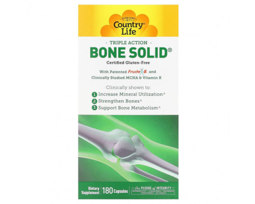 Кальций Country Life, Triple Action Bone Solid, 180 капсул Кальций Country Life, Triple Action Bone Solid, 180 капсул