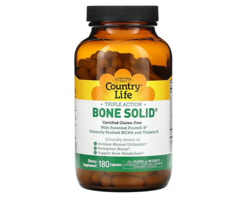 Кальций Country Life, Triple Action Bone Solid, 180 капсул Кальций Country Life, Triple Action Bone Solid, 180 капсул