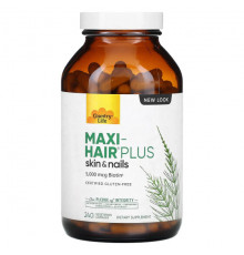 Для волос и ногтей Country Life, Maxi-Hair Plus, 5000 мкг, 240 вегетарианских капсул