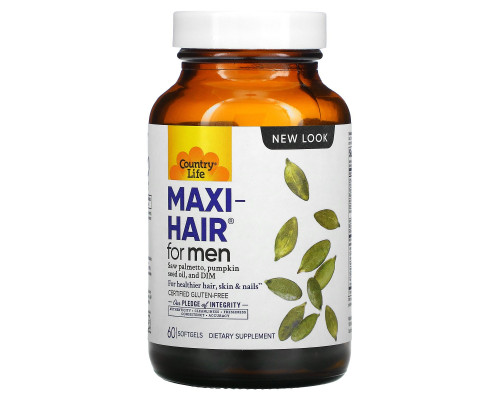 Country Life, Maxi Hair для мужчин, 60 желатиновых капсул Country Life, Maxi Hair для мужчин, 60 желатиновых капсул