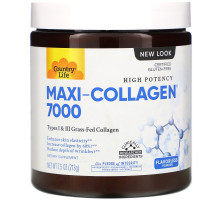 Country Life, Maxi-Collagen, витамины C и A плюс биотин, высокоэффективный порошок без запаха, 7.5 унций (213 г)