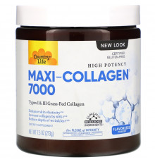 Country Life, Maxi-Collagen, витамины C и A плюс биотин, высокоэффективный порошок без запаха, 7.5 унций (213 г)