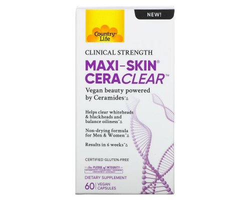 Country Life, Maxi-Skin Cera Clear, 60 Vegan Capsules Country Life, Maxi-Skin Cera Clear, 60 Vegan Capsules