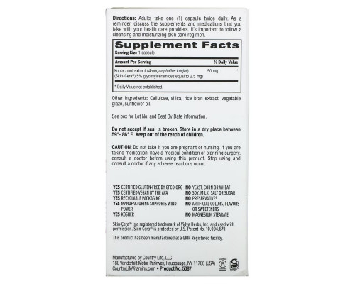 Country Life, Maxi-Skin Cera Clear, 60 Vegan Capsules Country Life, Maxi-Skin Cera Clear, 60 Vegan Capsules