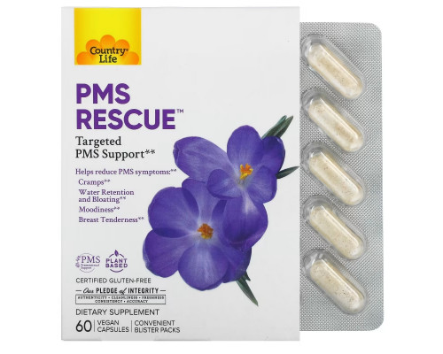 Country Life, PMS Rescue, Targeted PMS Support, 60 Vegan Capsules Country Life, PMS Rescue, Targeted PMS Support, 60 Vegan Capsules