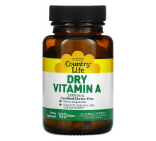 Country Life, Dry Vitamin A, 3,000 mcg, 100 Tablets