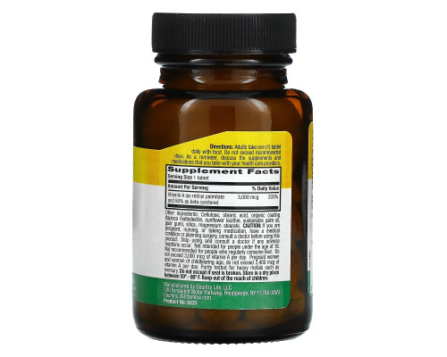 Country Life, Dry Vitamin A, 3,000 mcg, 100 Tablets Country Life, Dry Vitamin A, 3,000 mcg, 100 Tablets