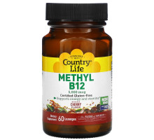 Country Life, Метил B12, со вкусом вишни, 5000 мкг, 60 леденцов