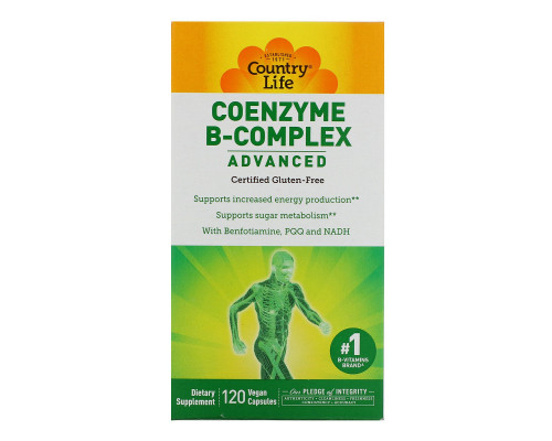 Country Life, Коферментный комплекс витаминов группы B, улучшенная формула, 120 растительных капсул Country Life, Коферментный комплекс витаминов группы B, улучшенная формула, 120 растительных капсул