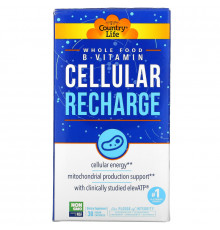 Country Life, Whole Food B-Vitamin, Cellular Recharge, 30 Vegan Capsules