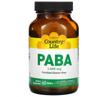 Country Life, PABA, Постепенное высвобождение, 1000 мг, 60 таблеток