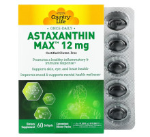 Country Life, Astaxanthin Max, 12 mg, 60 Softgels