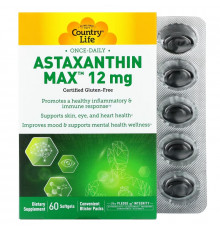 Country Life, Astaxanthin Max, 12 mg, 60 Softgels