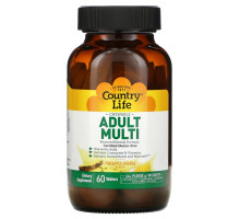 Country Life, Adult Multi, жевательные мультивитамины для взрослых, со вкусом ананаса и апельсина, 60 пастилок